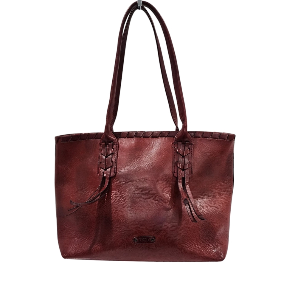 FRYE LEATHER TASSEL SHOULDER SHOPPER TOTE